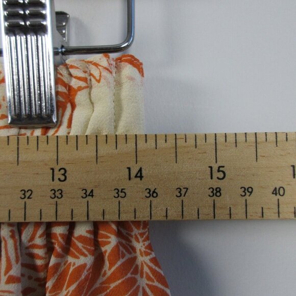 Club Monaco Floral Mini Skirt Women 4 Orange 100% Silk Tropical Beach 124 - Picture 6 of 8